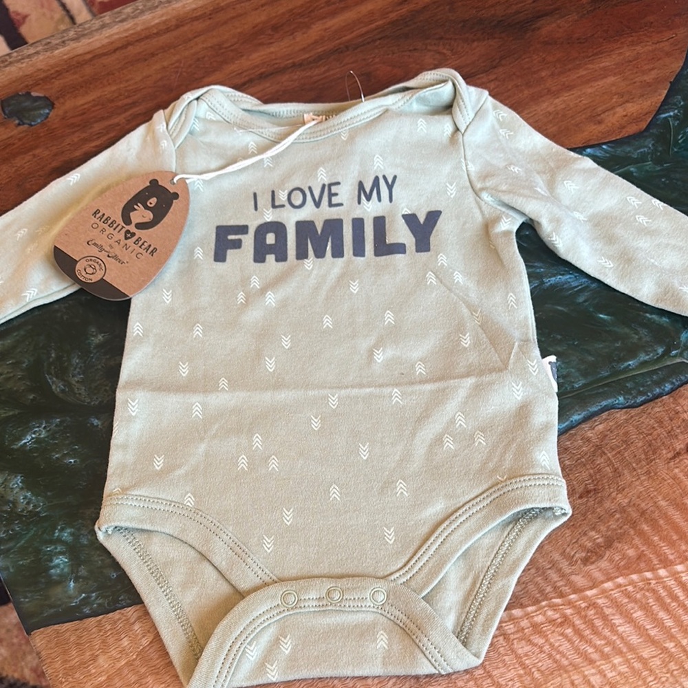 Green Bodysuit One Piece with Sweet Message
